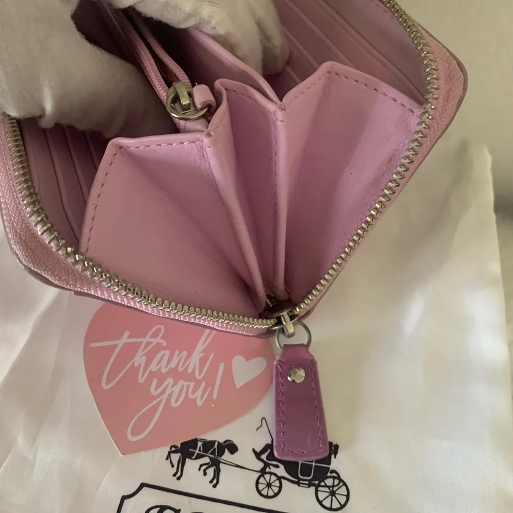Y2K Coach Long Accordion Signature Lavender and White Wallet